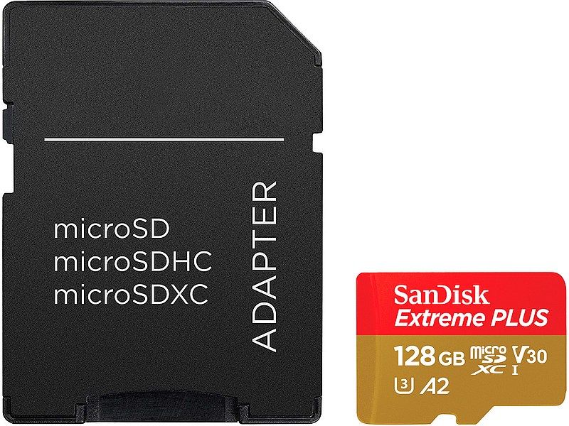 SanDisk Extreme PLUS microSDXC 128GB A2 Class3 170MB/s adapter
