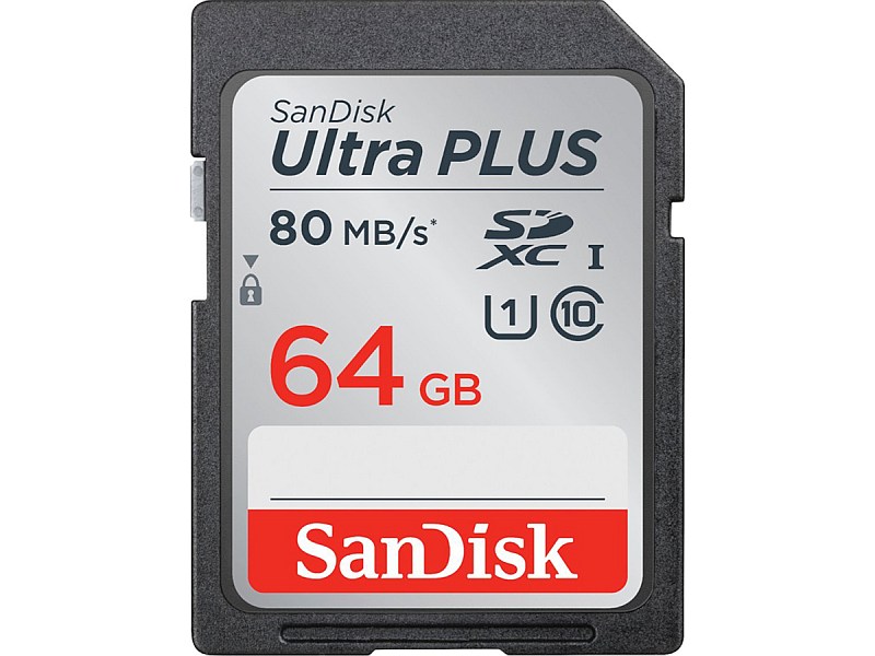 SanDisk Ultra PLUS SDXC 64GB U1 80MB/s przód