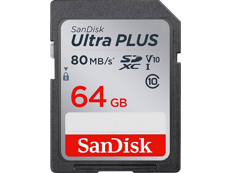 SanDisk Ultra PLUS SDXC 64GB V10 U1 80MB/s przód