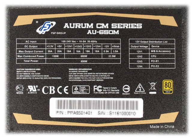 Zasilacz komputerowy FSP Aurum CM AU-650M