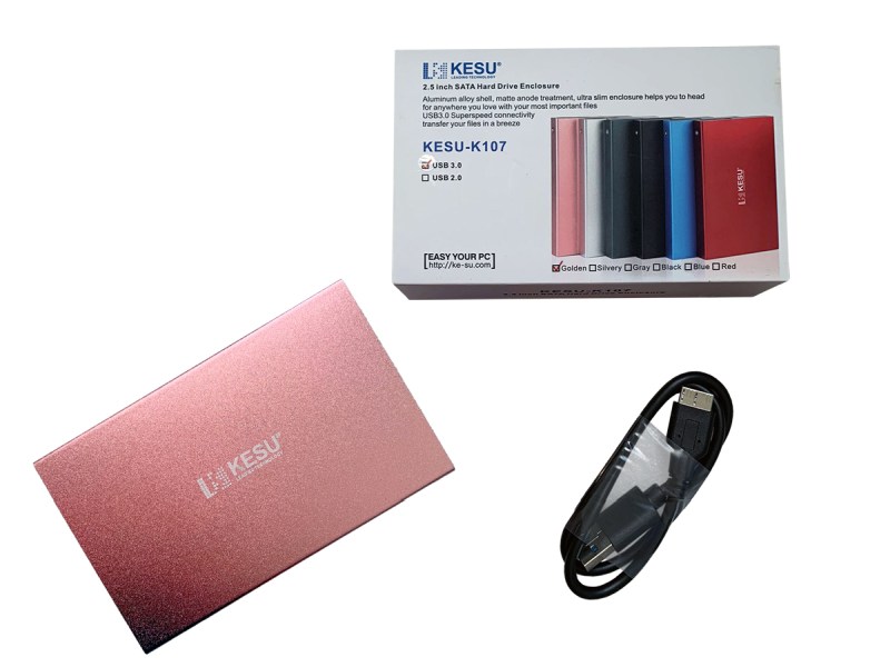 KESU K107 HDD USB 3.0 Pink-Gold zestaw