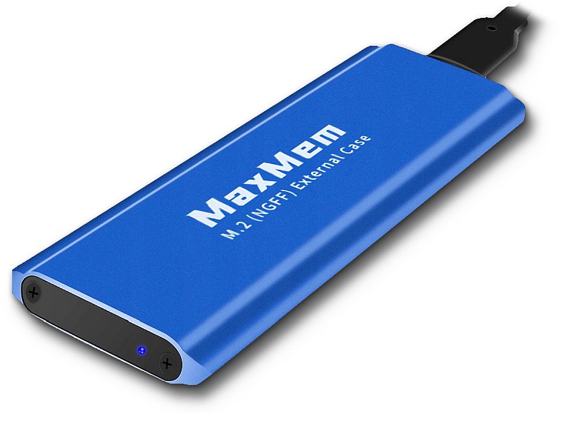 MaxMem SSD M.2 USB-C Blue dioda LED