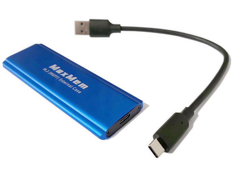 MaxMem SSD M.2 USB-C Blue złącze