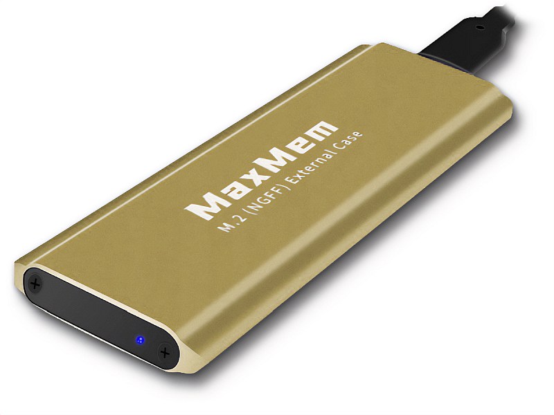 MaxMem SSD M.2 USB-C Gold dioda LED