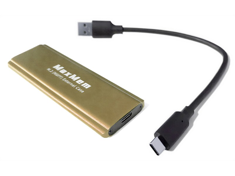 MaxMem SSD M.2 USB-C Gold złącze