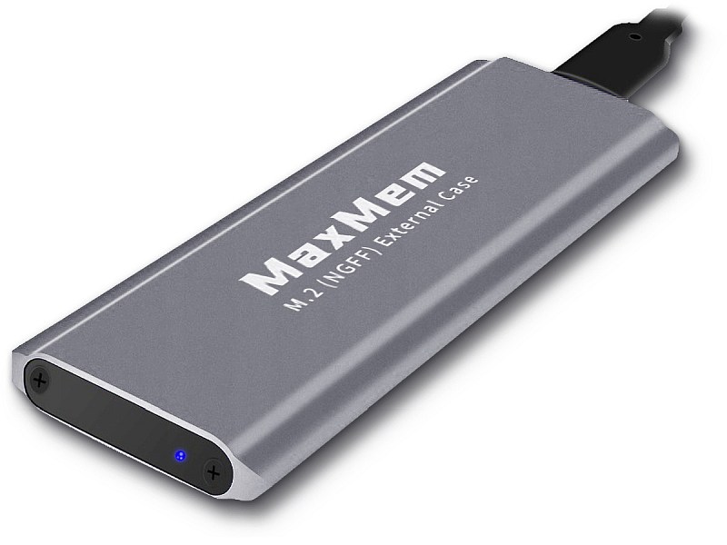 MaxMem SSD M.2 USB-C Gray dioda LED