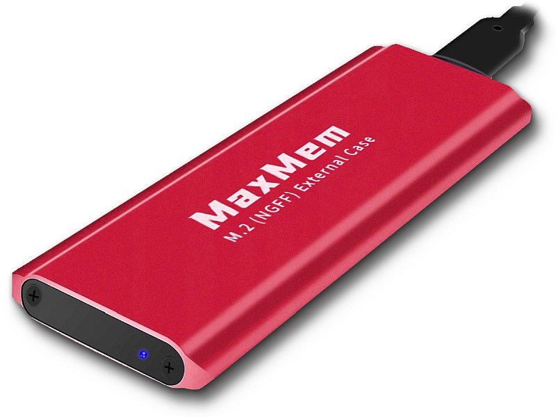 MaxMem SSD M.2 USB-C Red dioda LED