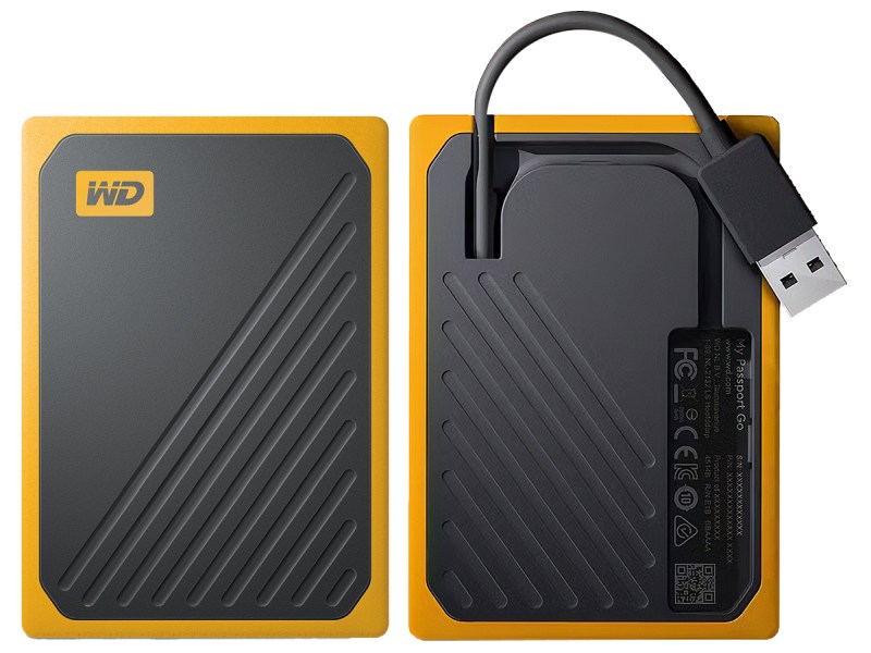 Dysk przenośny SSD WD My Passport Go 1TB Amber/Yellow przód tył