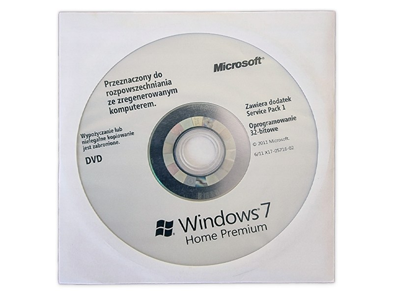MS Windows 7 Home Premium 32-bit DVD PL front